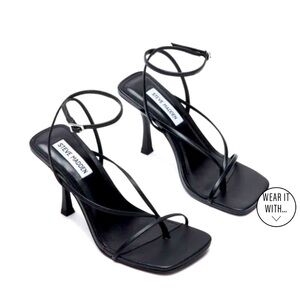 Steve Madden Black Strappy Heel - ANNIE Heel